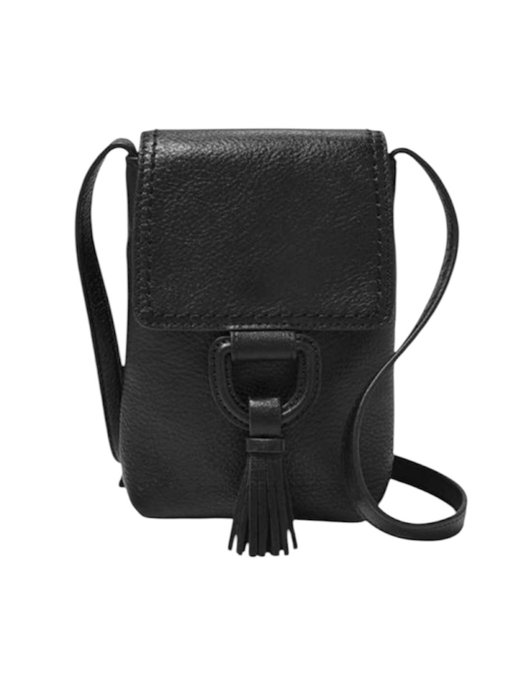 NWT Fossil Leather Bobbie Crossbody Phone Bag Black
